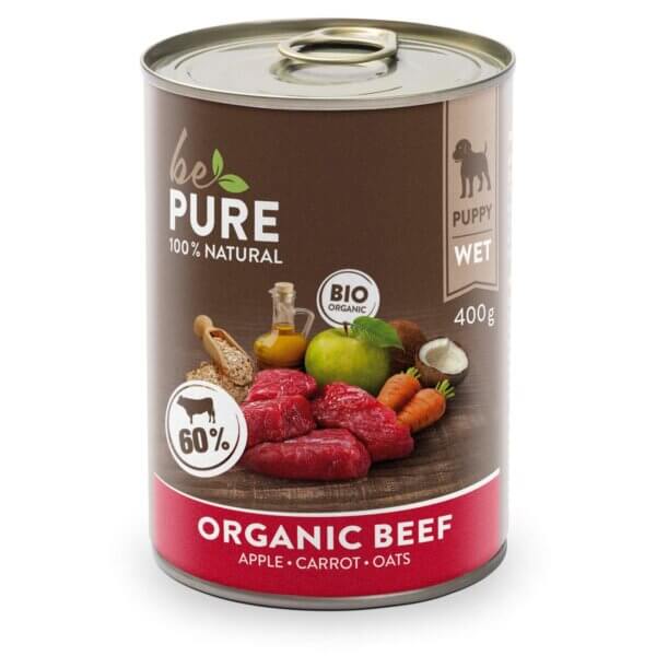 bePure Organic Beef avec bœuf, légumes, fruits et avoine aliment humide pour chiens